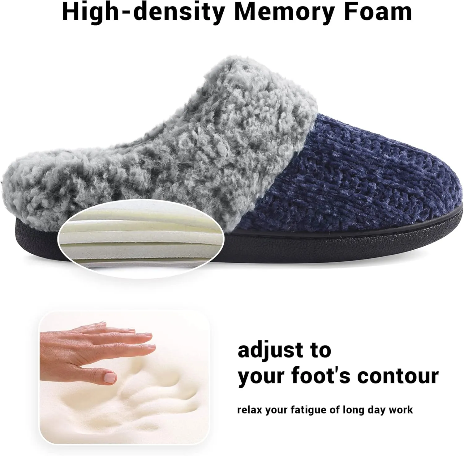 Women's House Slippers Memory Foam Fuzzy Slip on Slide Slippers Ladies Soft Bedroom Shoes for Indoor & Outdoor