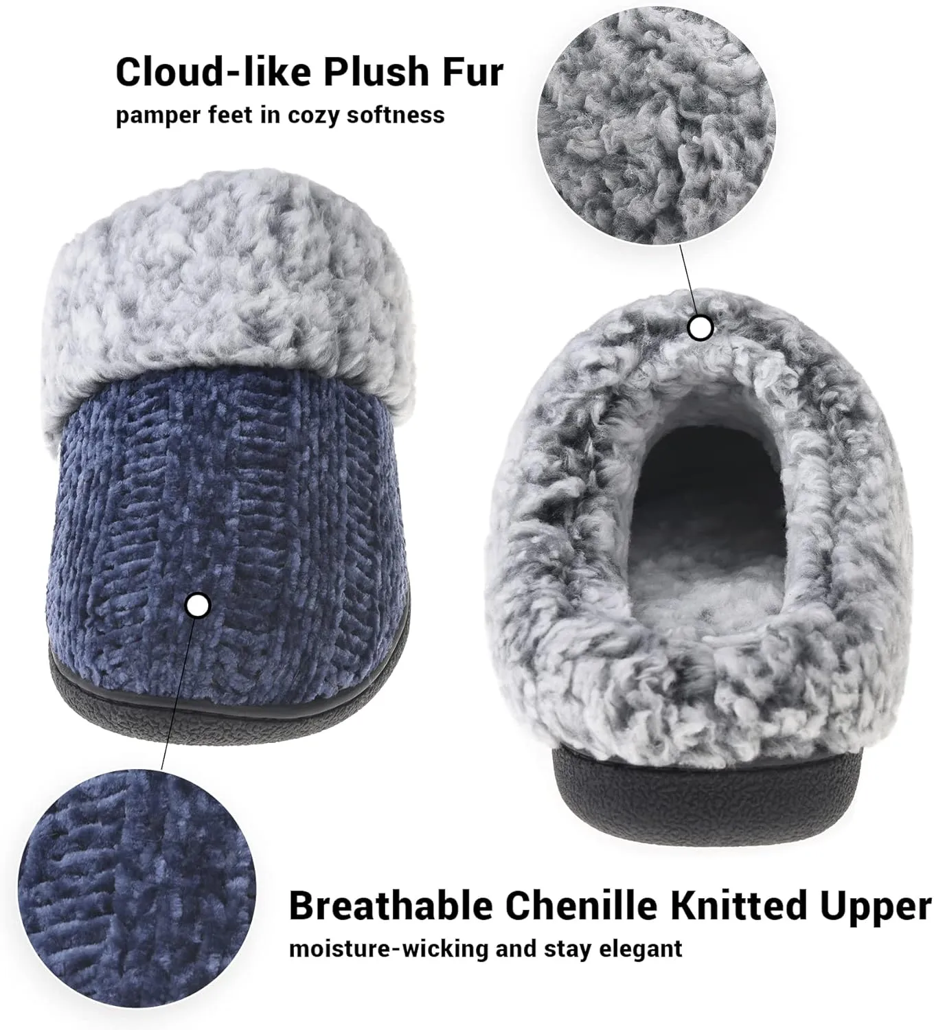 Women's House Slippers Memory Foam Fuzzy Slip on Slide Slippers Ladies Soft Bedroom Shoes for Indoor & Outdoor
