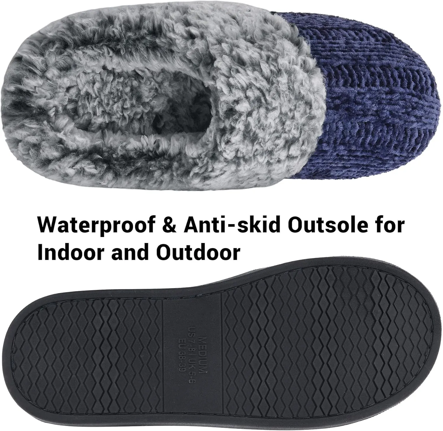 Women's House Slippers Memory Foam Fuzzy Slip on Slide Slippers Ladies Soft Bedroom Shoes for Indoor & Outdoor