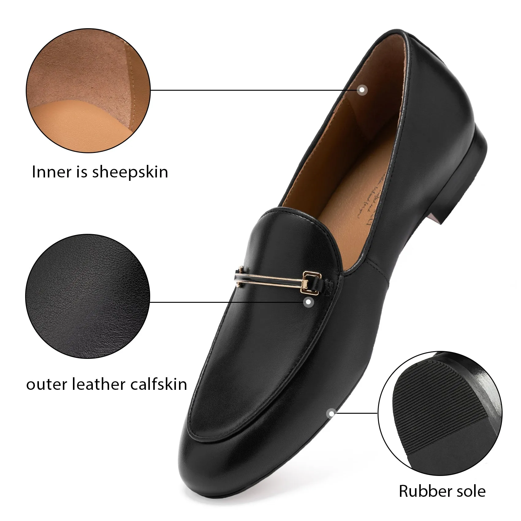Women's Leather Loafer Shoes Casual Flat Shoes for Women Ladies