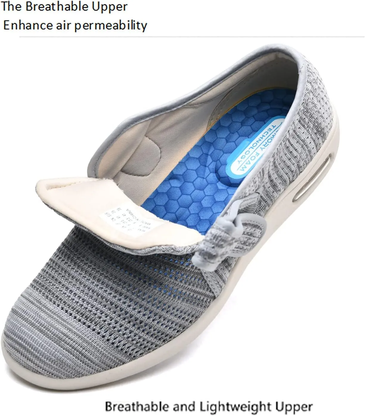 Women's Lightweight Diabetic Shoes Elderly Shoes Breathable Wide Walking Shoes Foot Swollen Shoes Non-Slip widening