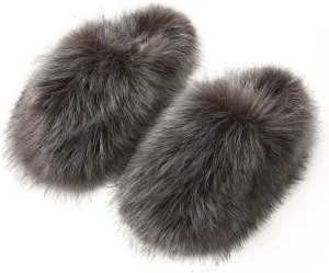 Women's Plush Faux Fur Slipper Slide Sandal Soft Furry Fuzzy Fluffy Lovely Indoor Outdoor Slip On Slippers Multicolor Winter House Shoes