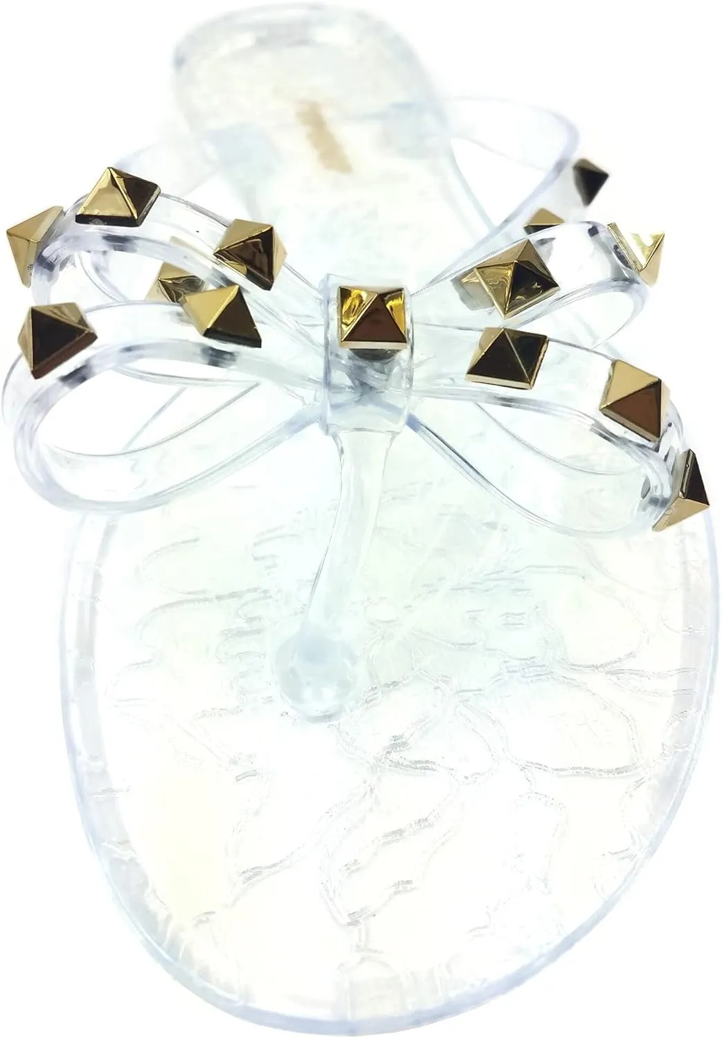 Womens Sandals Studded Jelly Bow Flip Flops