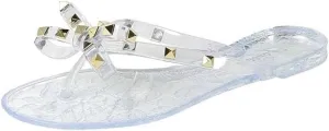 Womens Sandals Studded Jelly Bow Flip Flops