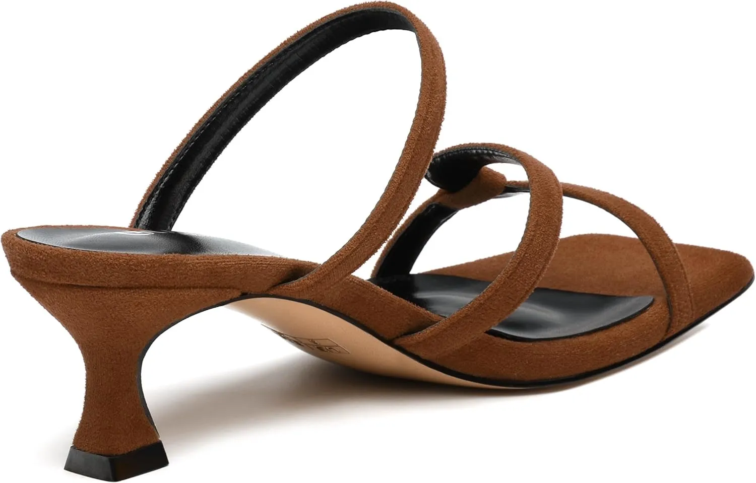 Womens Slide Sandals, Square Open Toe Low Heels Sandals, Fashion Solid Faux Suede Heeled Sandals for Women