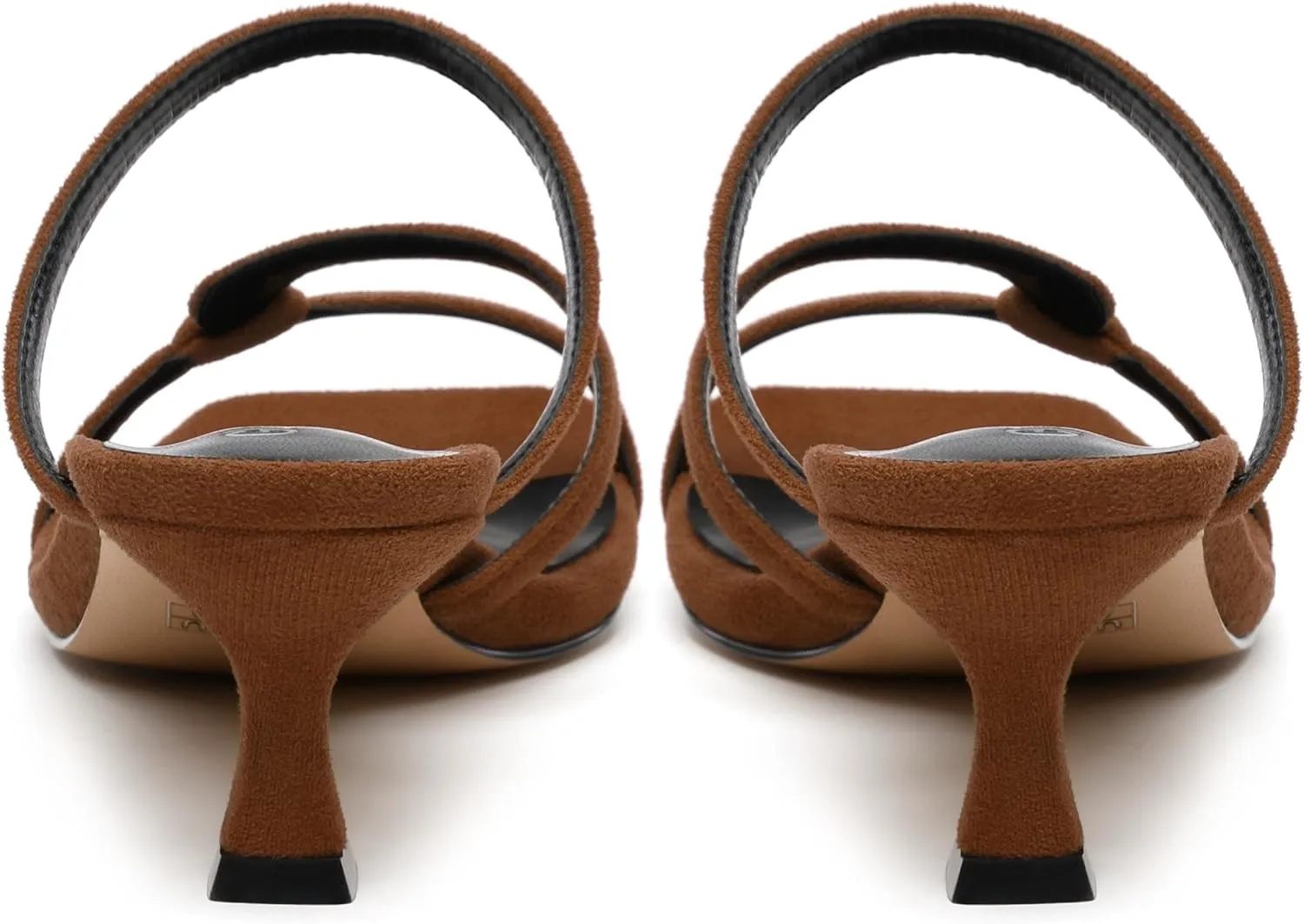 Womens Slide Sandals, Square Open Toe Low Heels Sandals, Fashion Solid Faux Suede Heeled Sandals for Women