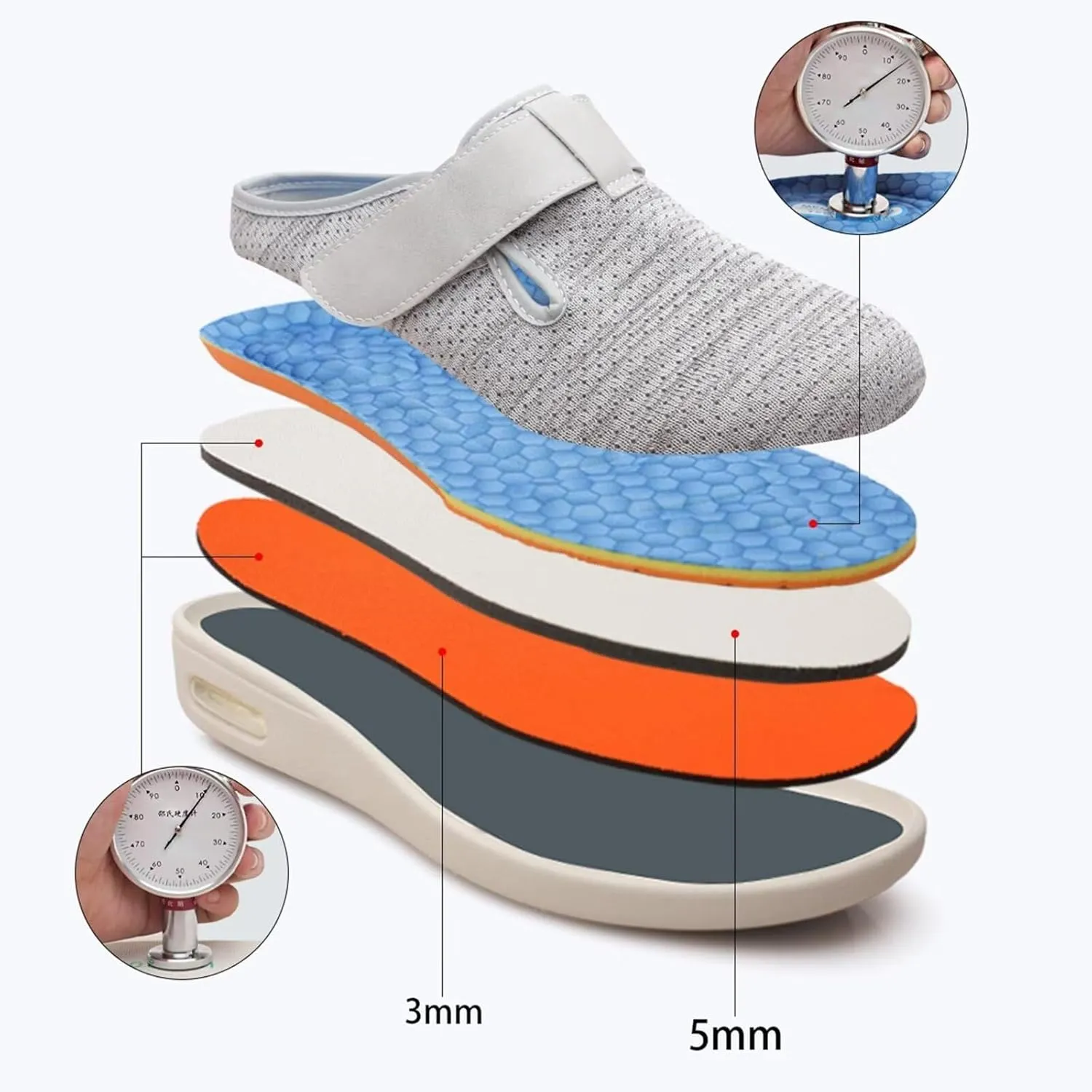 Women's Slippers Wide Diabetic Shoes Height-Boosting Fashion Sneakers Orthotic Loafers for Plantar Fasciitis Comfort Arch Support Loafers for Outdoor Indoor