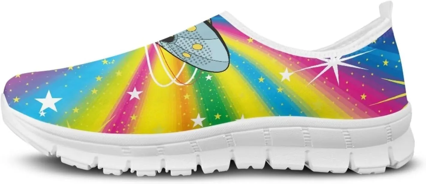 Women's Space Sneaker Casual Low Top Hiking Sneaker Breathable Slip On Flat Outdoor Soft Athletic Shoes for Womens