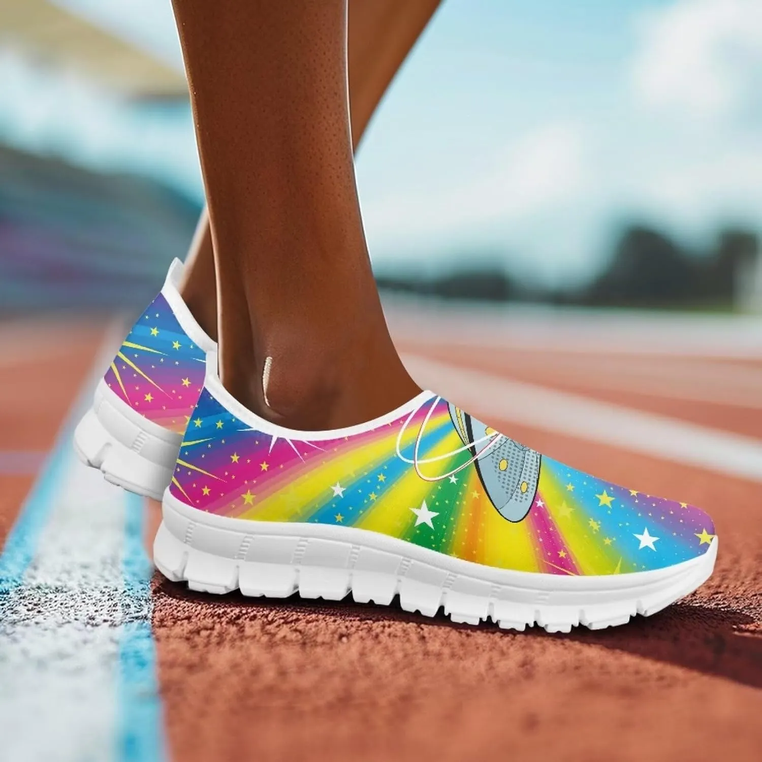 Women's Space Sneaker Casual Low Top Hiking Sneaker Breathable Slip On Flat Outdoor Soft Athletic Shoes for Womens