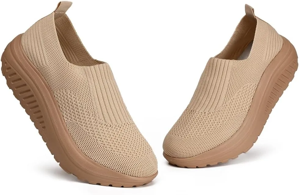 Women's Walking & Jogging Shoes - Light Mesh, Non Slip, Breathable Casual Slip-On Shoes