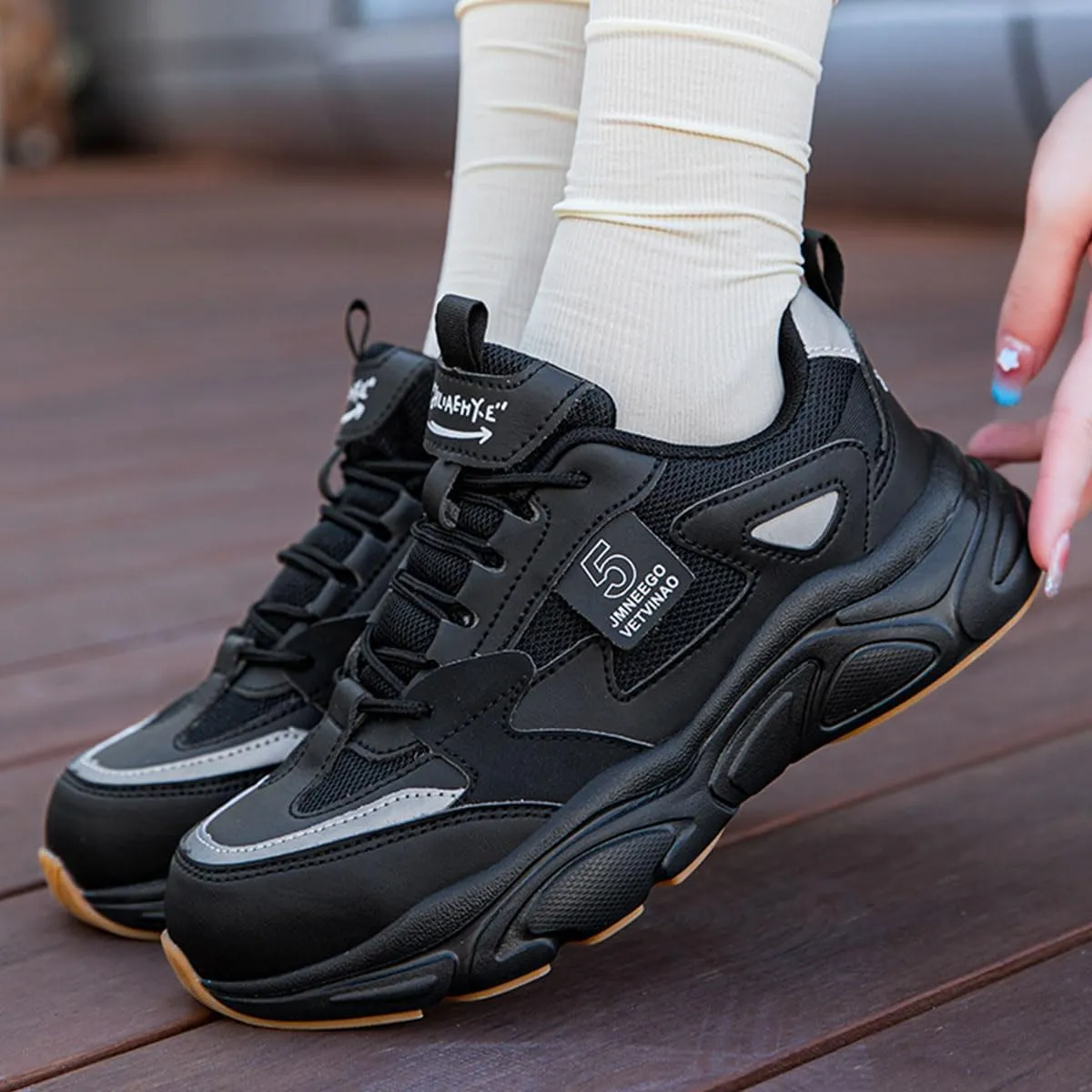 Women's Work Safety Shoes Steel Toe Sneakers Comfortable Breathable Anti-Smash Kevlar Anti Stabbing Thick Bottom Pops Shoes Site Protection Shoes