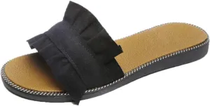 xsby Womens Soft Open Toe Slip on Flat Slide Sandals