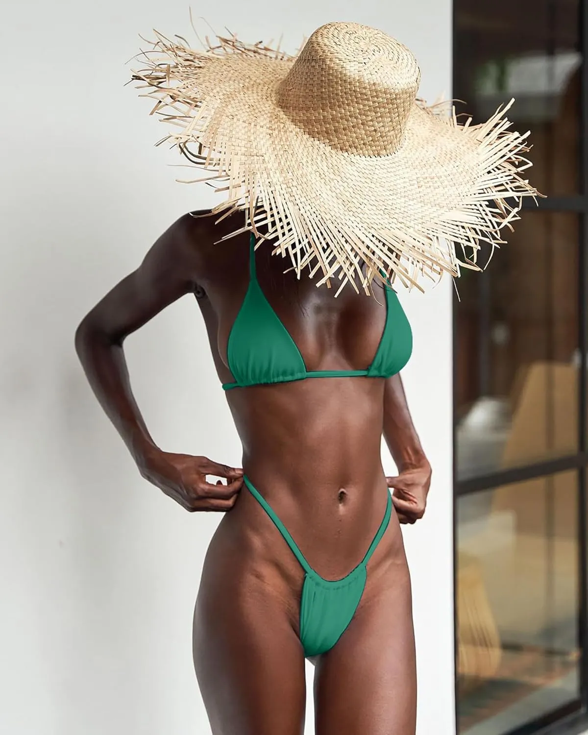 XUNYU Thong Bikini Sets for Women - Brazilian Micro String Bikinis Sexy Two Piece Swimsuit Triangle Top Halter Bathing Suits