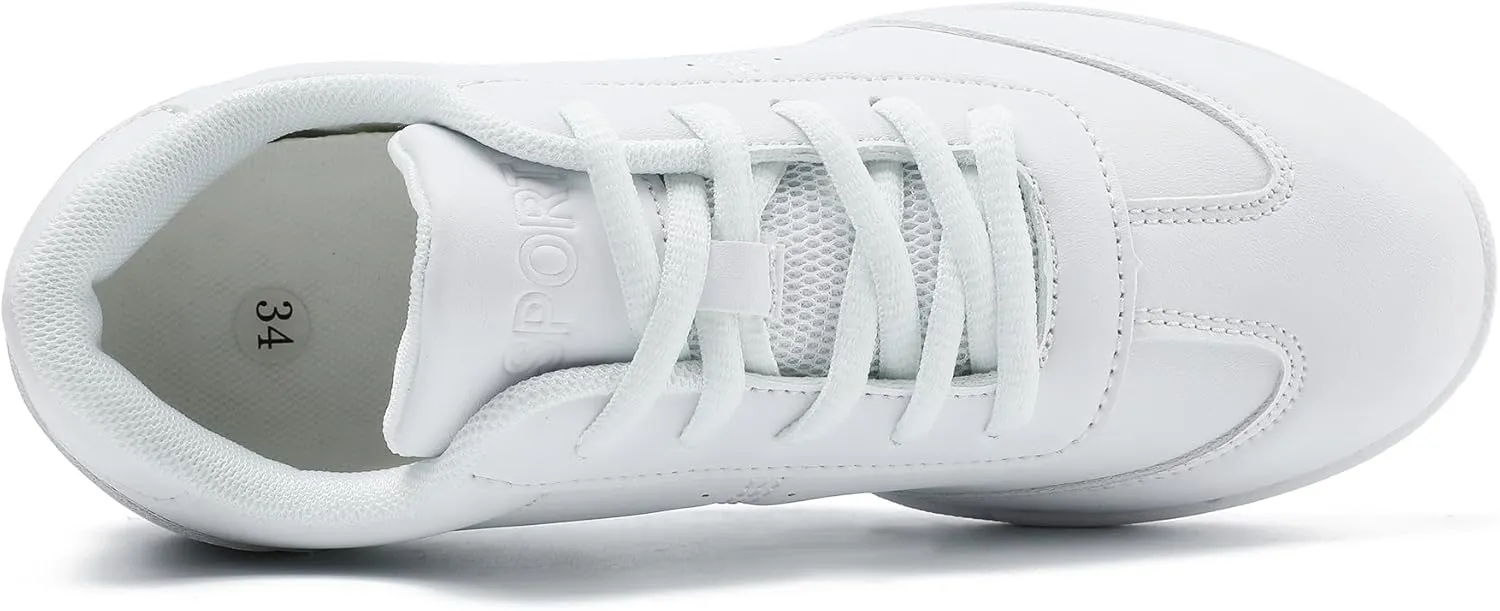 Youth Cheer Shoes Girls White Cheerleading Shoes Dance Athletic Training Breathable Fabric Dancing Lightweight Competition Comfortable Sport Kids Girls Cheer Sneakers