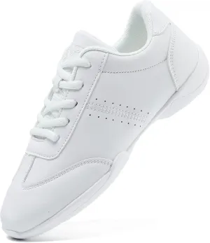 Youth Cheer Shoes Girls White Cheerleading Shoes Dance Athletic Training Breathable Fabric Dancing Lightweight Competition Comfortable Sport Kids Girls Cheer Sneakers