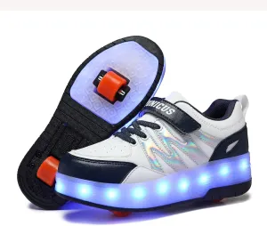 YUNICUS Kids LED Light up Shoes Wheel Shoes USB Charging Roller Skate Shoes Sneakers Girls Boys Kids Best Gift for Birthday Halloween Christmas