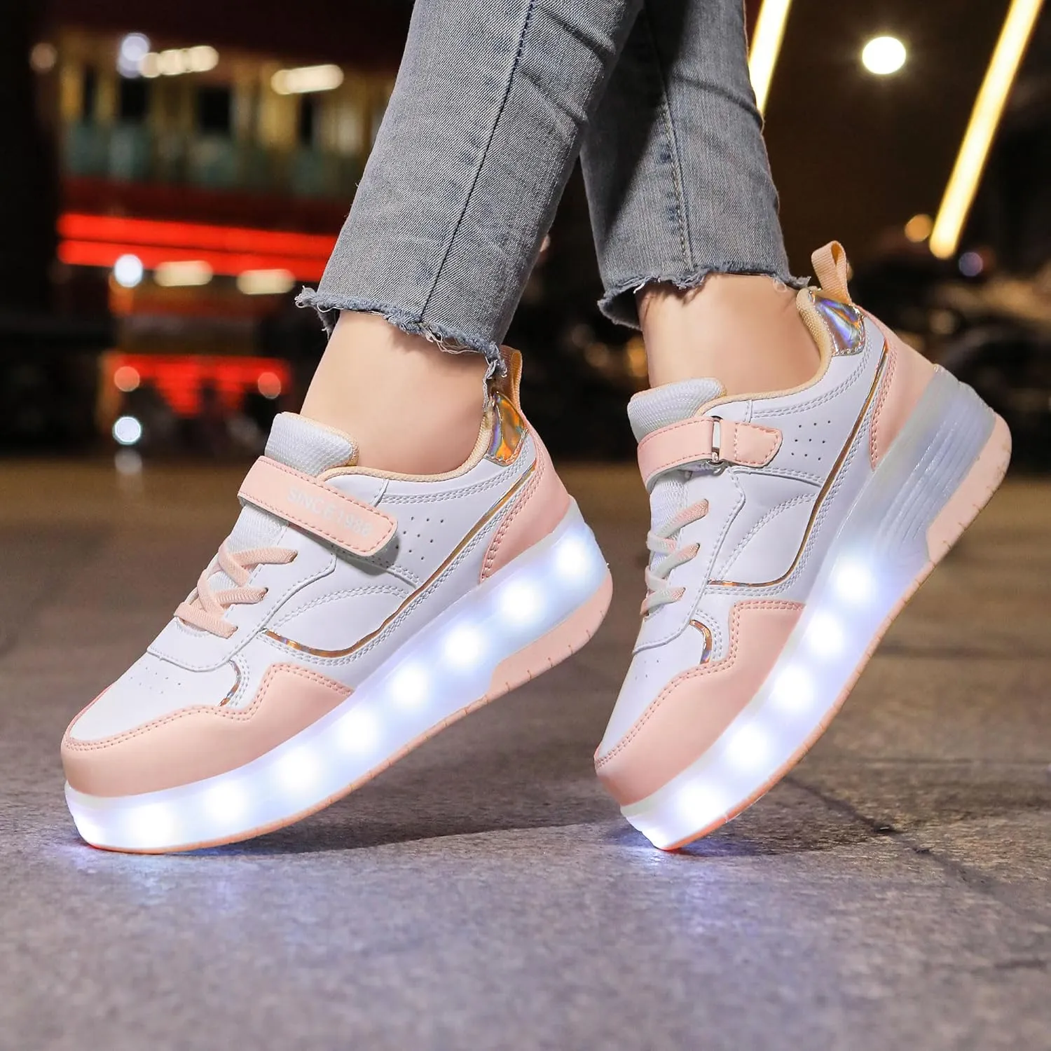 YUNICUS Kids LED Light up Shoes Wheel Shoes USB Charging Roller Skate Shoes Sneakers Girls Boys Kids Best Gift for Birthday Halloween Christmas