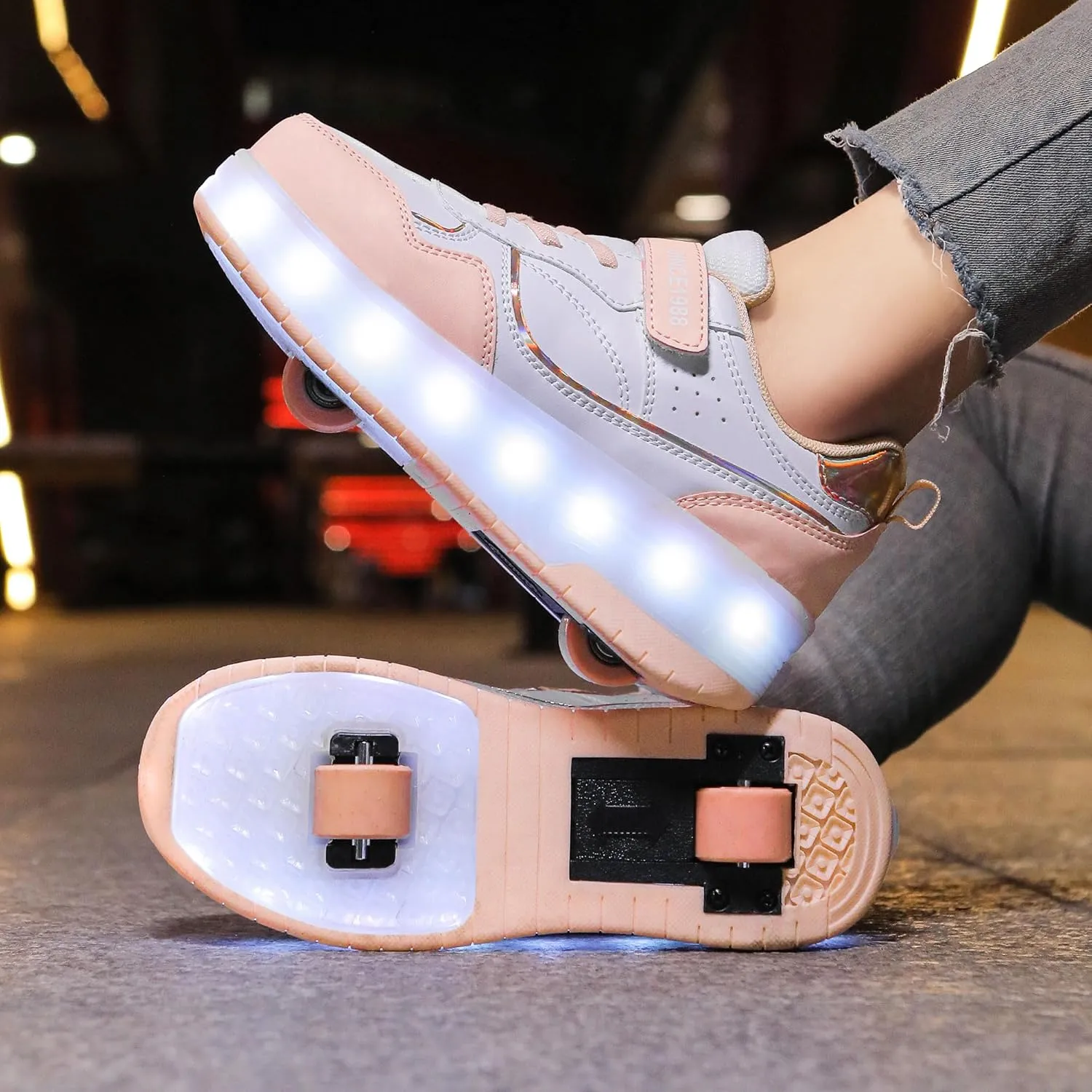 YUNICUS Kids LED Light up Shoes Wheel Shoes USB Charging Roller Skate Shoes Sneakers Girls Boys Kids Best Gift for Birthday Halloween Christmas