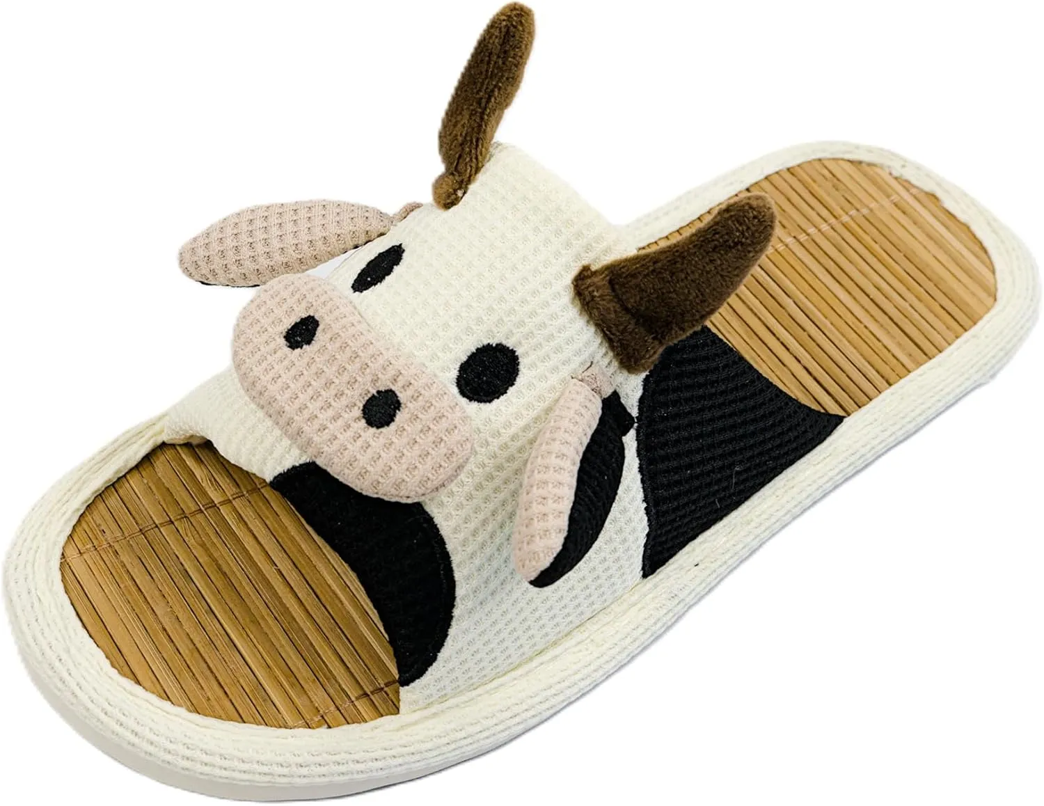 zenley - Cow Bamboo Slippers with Non-Slip Sole Women and Men Indoor, Organic Soft Cotton Cartoon Animal Slippers