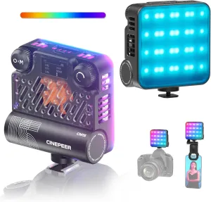 ZHIYUN CINEPEER CM15 15W RGB Video Light [Official] Selfie Light 360 Full Color Camera Light with Cold Shoe 2600mAh CRI 94  2500k10000k Rechargeable Portable Outdoor Photography Fill Handheld Light