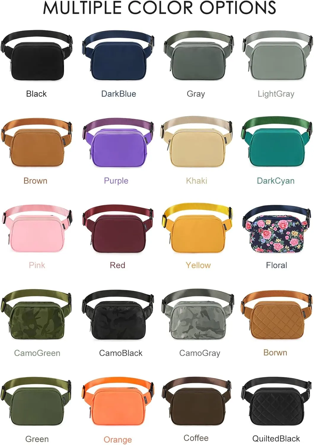 ZORFIN Belt Bag for Women Men Fashionable Crossbody Fanny Packs for Women with Adjustable Strap for Hiking Running Travel（Grey）