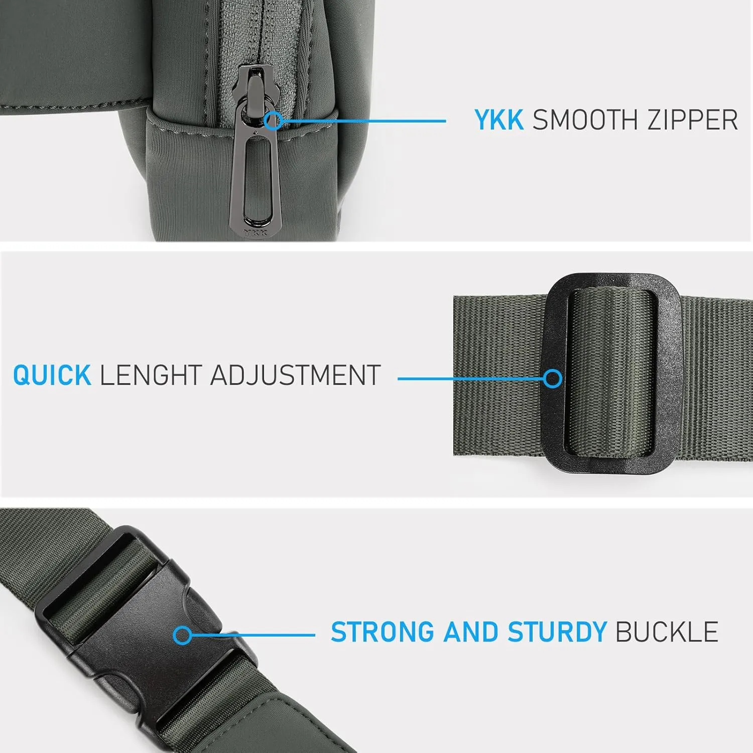 ZORFIN Belt Bag for Women Men Fashionable Crossbody Fanny Packs for Women with Adjustable Strap for Hiking Running Travel（Grey）